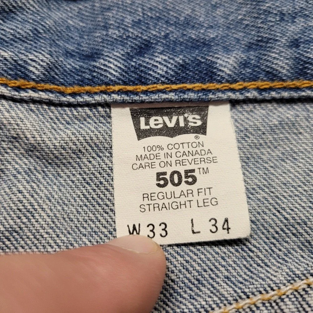 Levis 505 Regular Fit Jeans Mens 33x34 Blue Straight Leg Medium Wash Denim